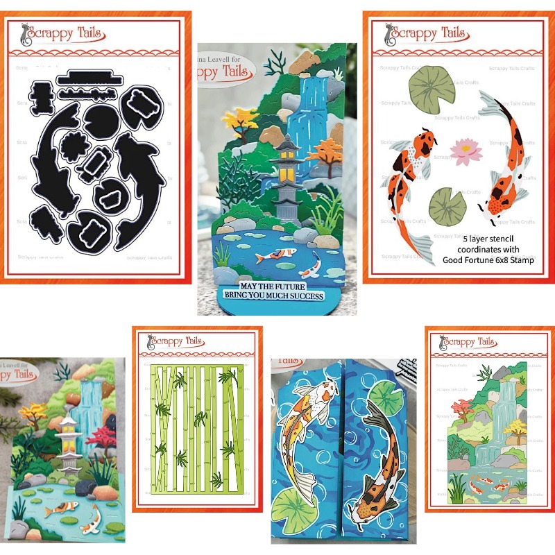 Candle Making Books - Wykrojniki metalowe: ważki, bambus, staw, ryby
