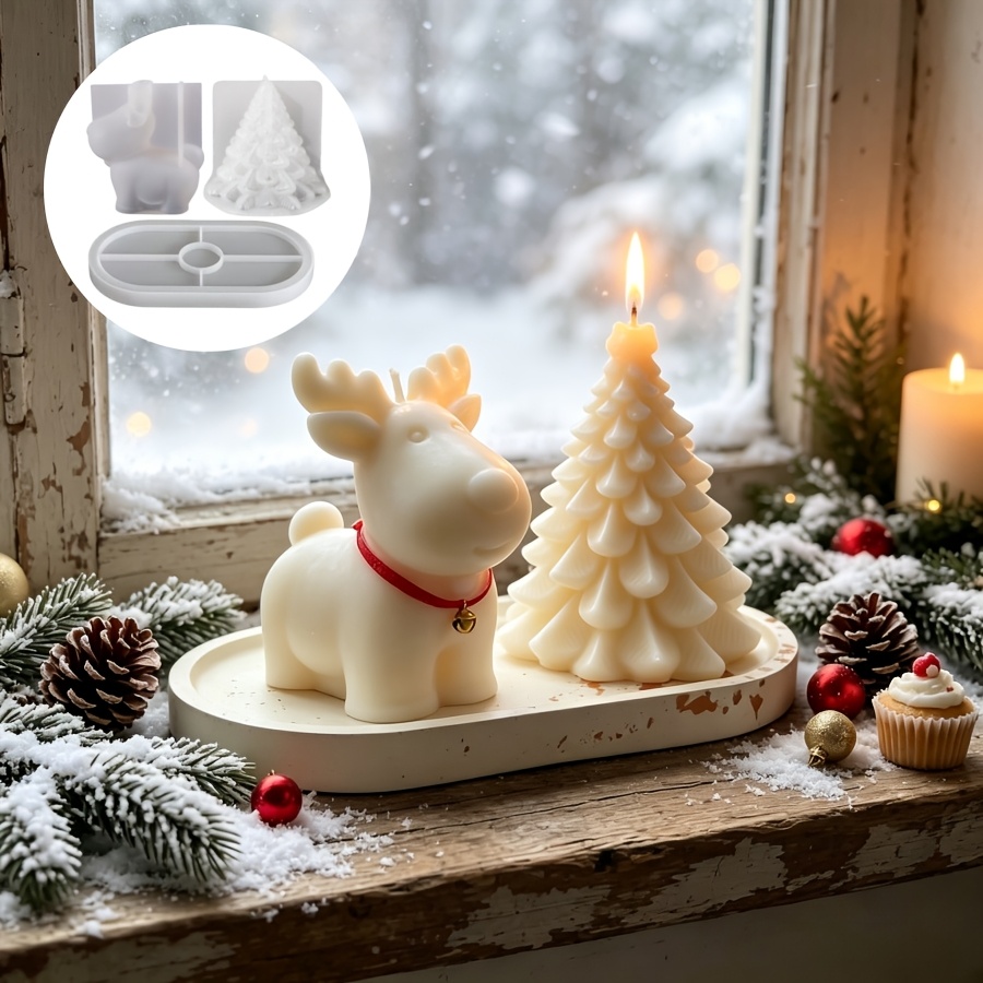Candle Making Kit Diy - Zestaw 3 silikonowych form do gliny: